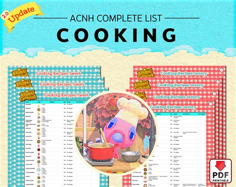 Recipes, cooking, and food in ACNH .